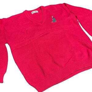 Vintage Isle of Cotton PINK Cotton Knit Sweater Made in USA 100% Cotton Womens L